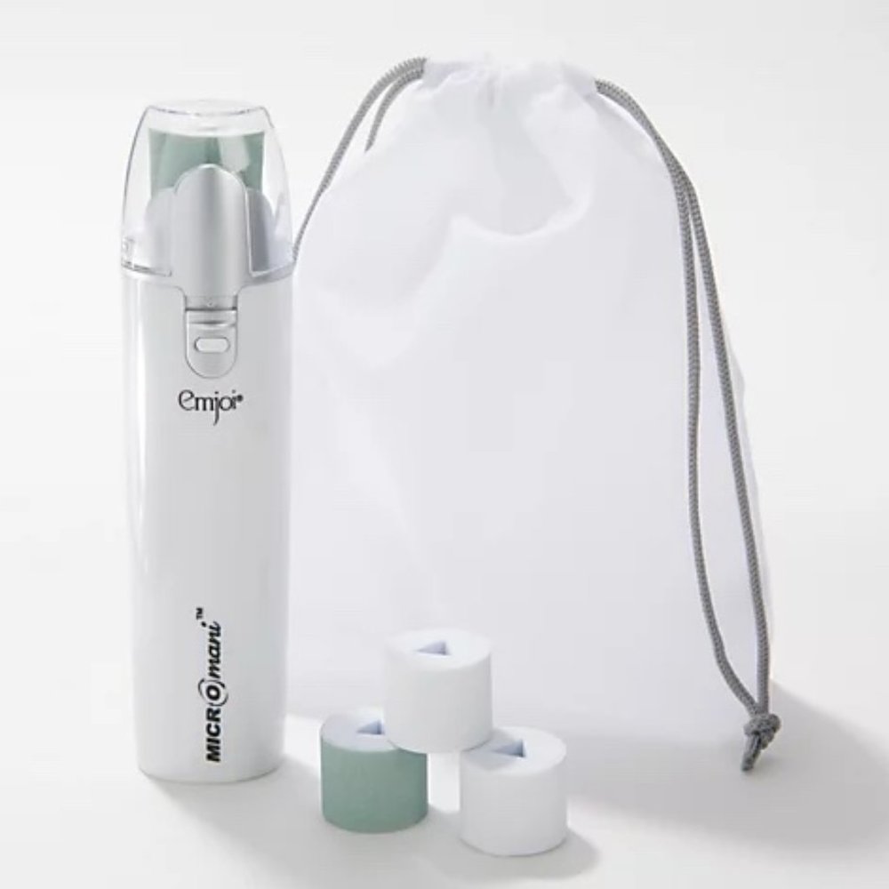 Emjoi Micro Mani Nail Buffer with 4 Smooth & Shine Rollers (White)